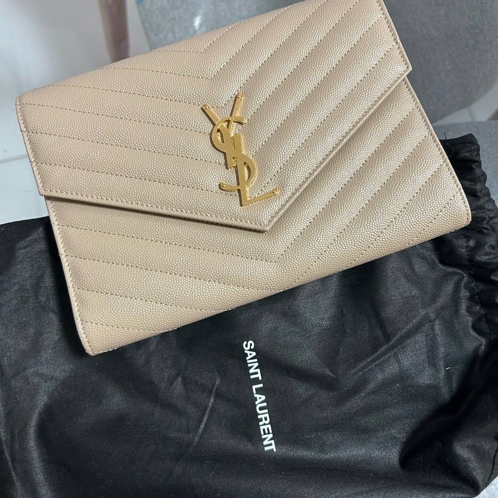YSL Cassandra Chevron Pattern clutch